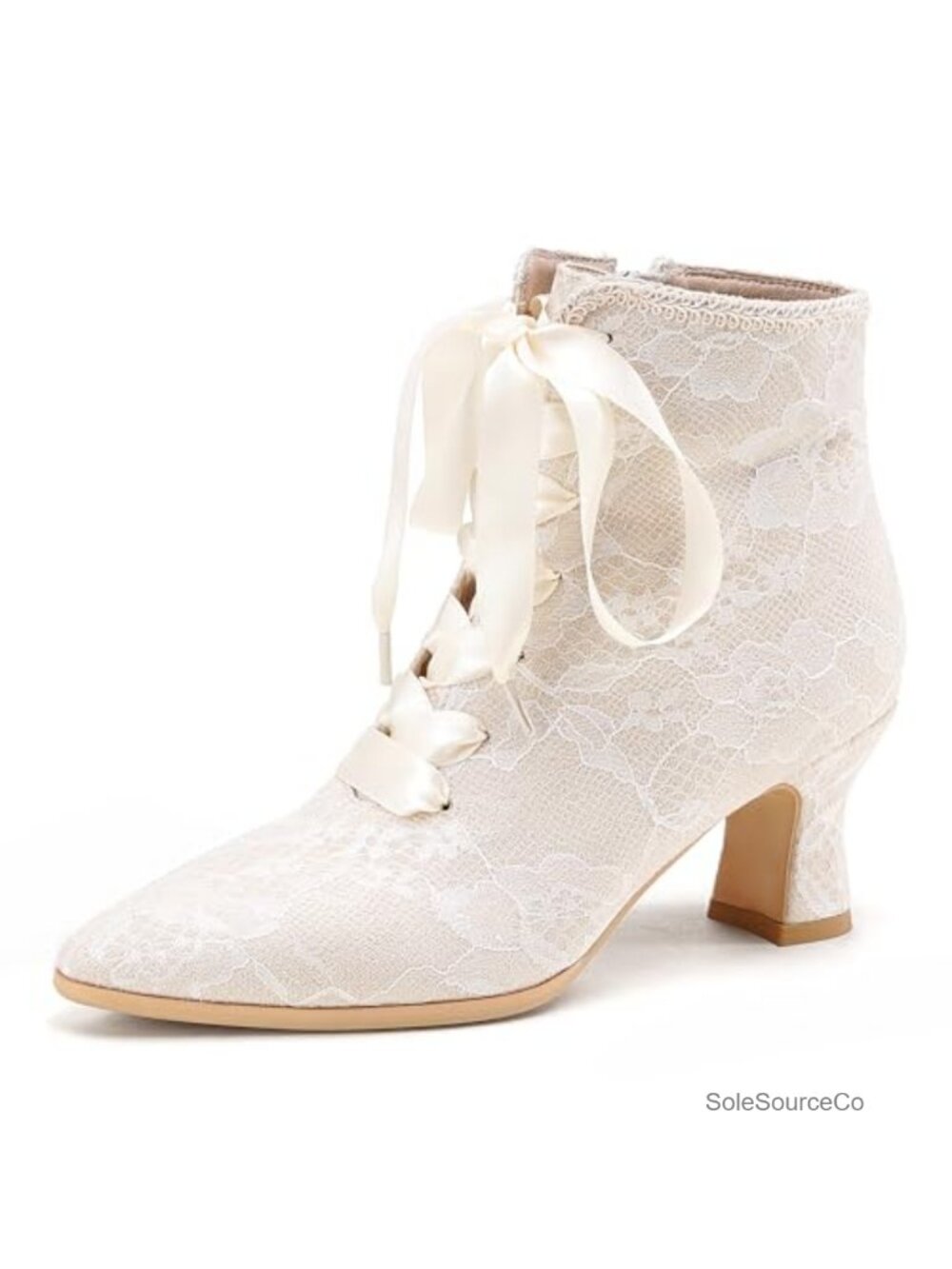 Victorian Lace Up Ankle Boots Kitten Heel Pointed Toe Vintage Booties